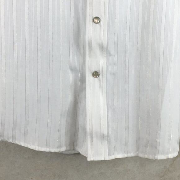 Crazy Cowboy Long-Sleeve White Snap Button Shirt with Gold Stripes Size L - Picture 5 of 14